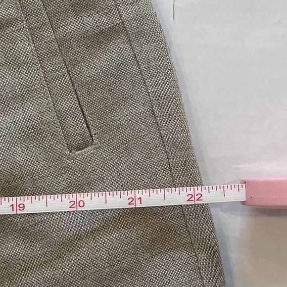 Vintage Liz Sport High Rise Pleated Neutral/Beige Linen Blend Trousers/Pants 14 - Picture 12 of 13